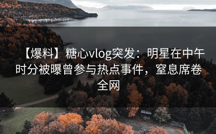 【爆料】糖心vlog突发：明星在中午时分被曝曾参与热点事件，窒息席卷全网